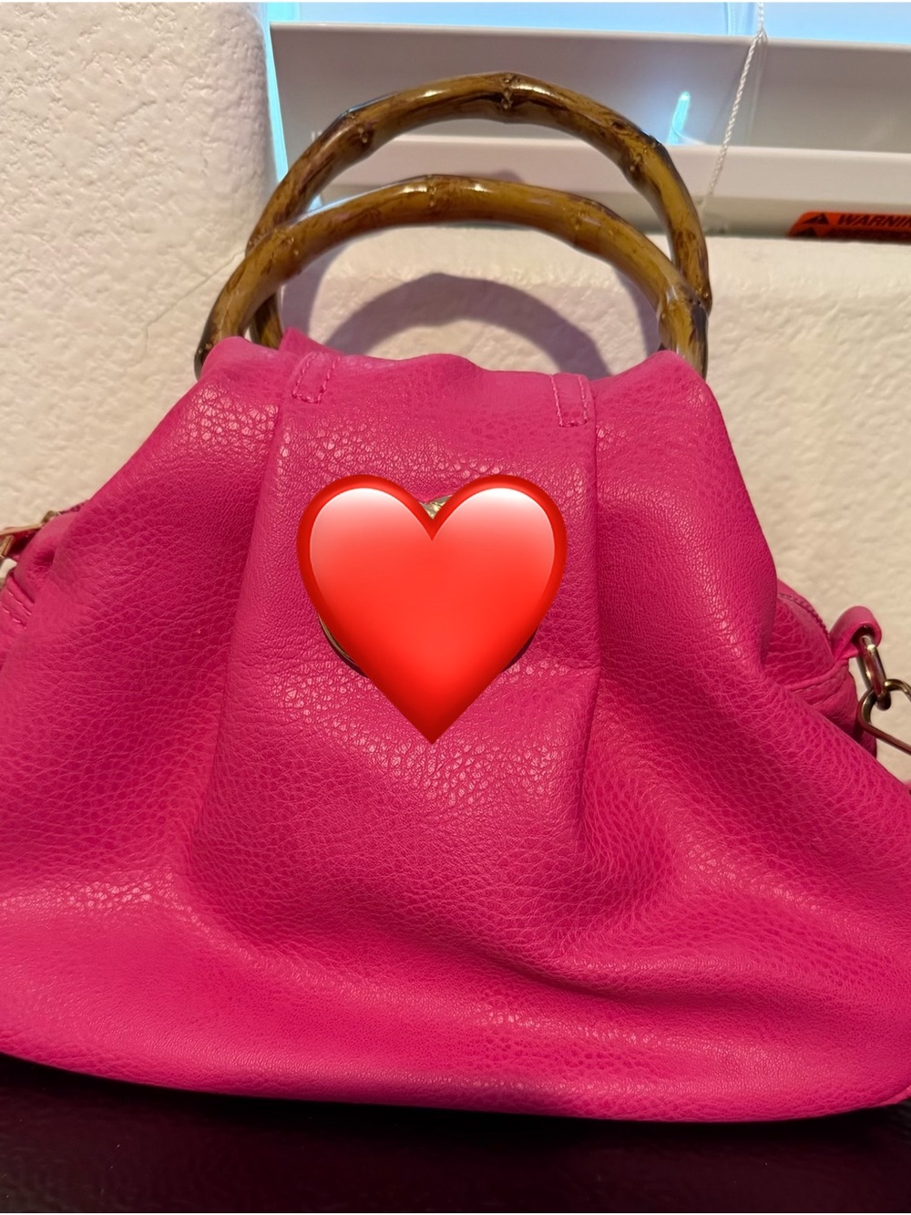 Women’s Pink Bamboo Handle Satchel Bag